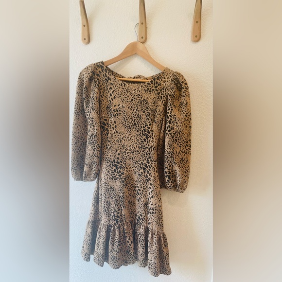 Anthropologie Maeve Cut-Out Knit Mini Dress in Animal Print, Size 0 - Picture 3 of 4